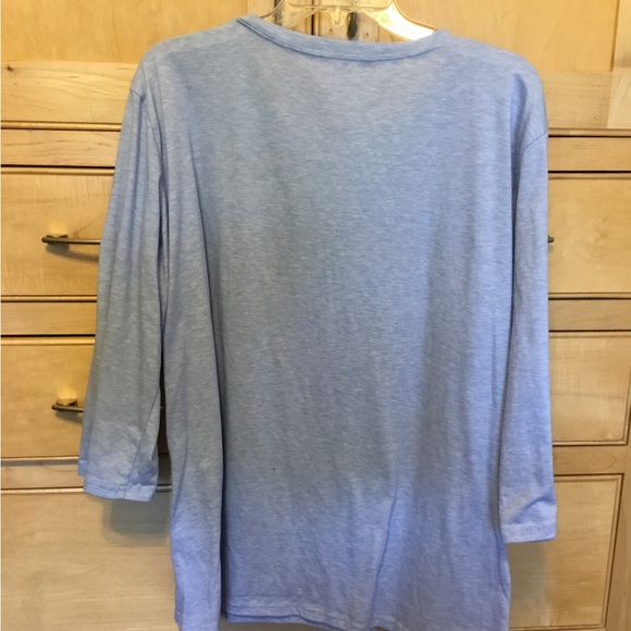 Light Blue T-Shirt 3/4 sleeve 1X Stretchy, relaxed fit lightweight - Picture 2 of 4
